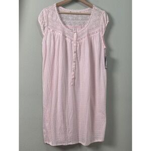 Eileen West Vintage '95 Pink Pointelle Lace Nightgown USA Made Soft Girl L NEW